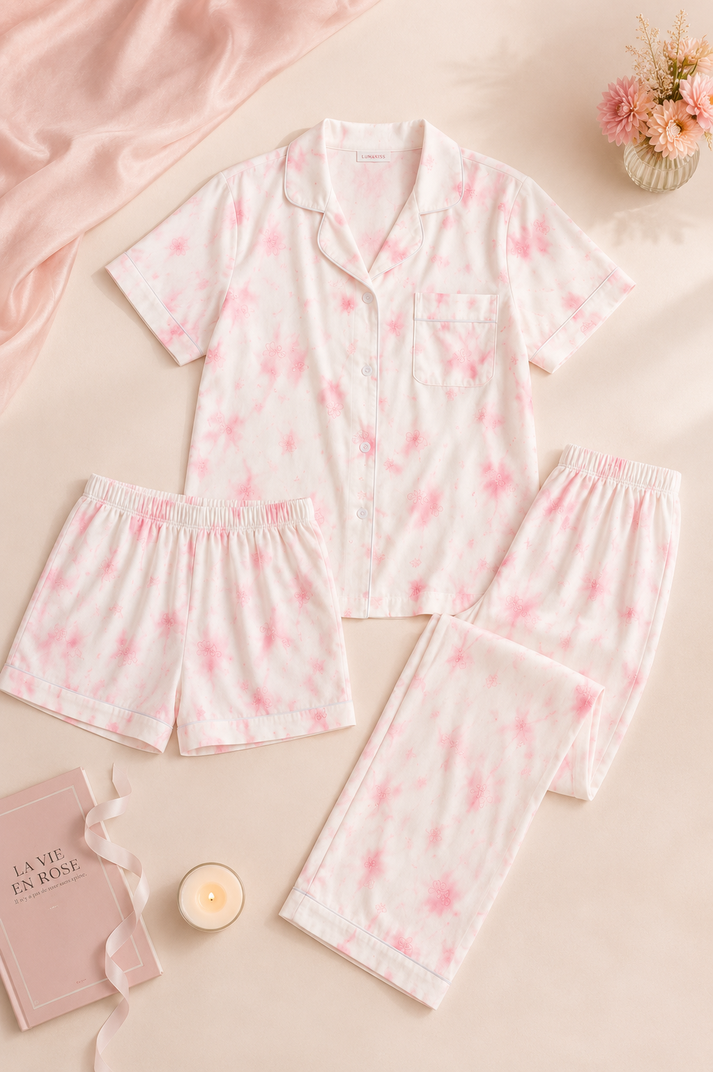 Pink Petal PJ & Shorts Set